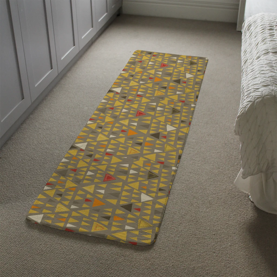 Leatherman Triangles Designer Shaggy Yellow/Grey Rug