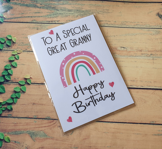 Great Granny Birthday Card - To A Special Rainbow Nice Cute Novelty Greeting
