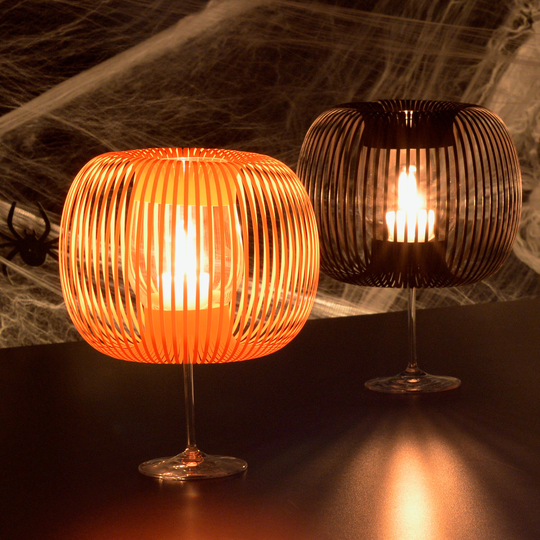 Madame O Lamp Shades For Wine Glasses Halloween Orange/Black, Party Decor, Present Lovers, 70Ies Decor