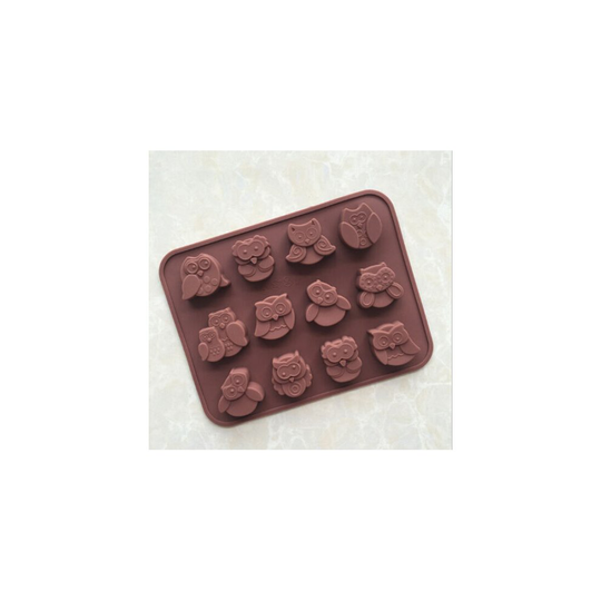12 Funny Owls Silicone Mould Chocolate Fondant Jelly Ice Cube Mold 1 Pc