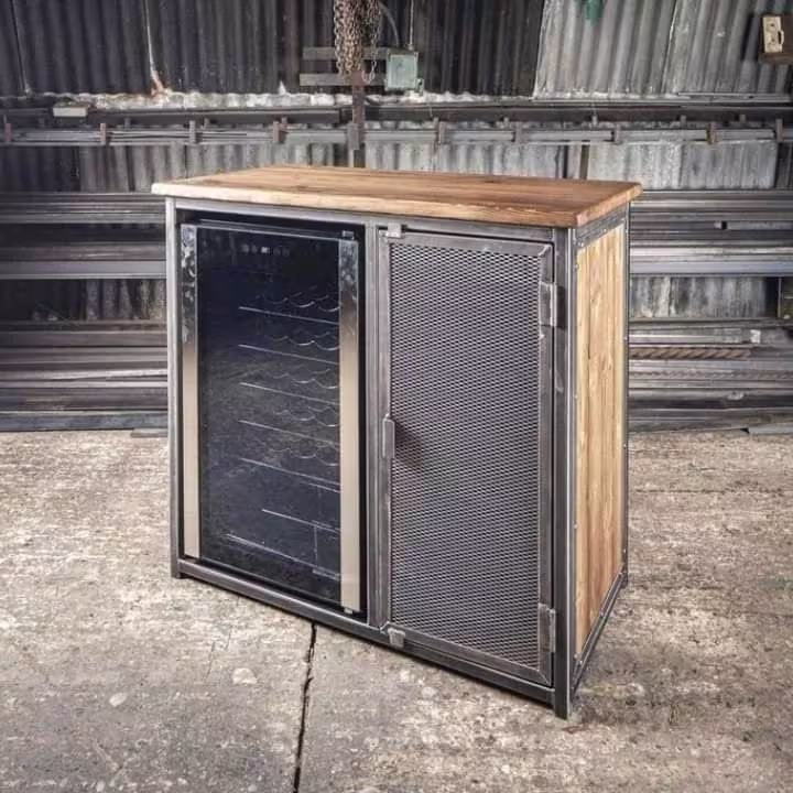 Industrial Style Drinks Wine Beer Cabinet Cupboard Sideboard, Fridge. Please Message Us For International Shipping