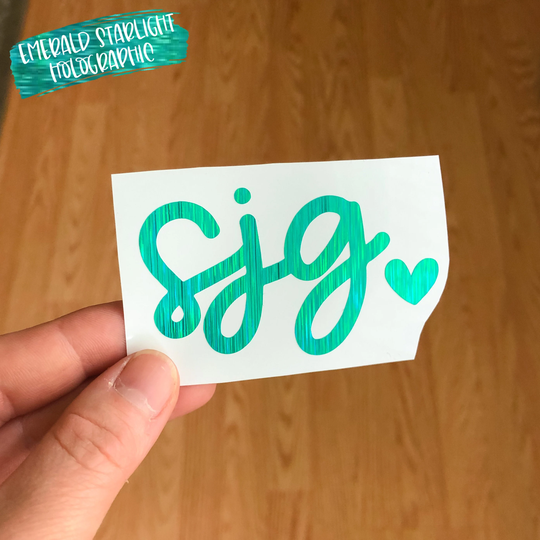 Simple Initial Vinyl Decal, Holographic Monogram Sticker, Decal For Tumbler, Planner Wine Glass, Script Initials Yeti