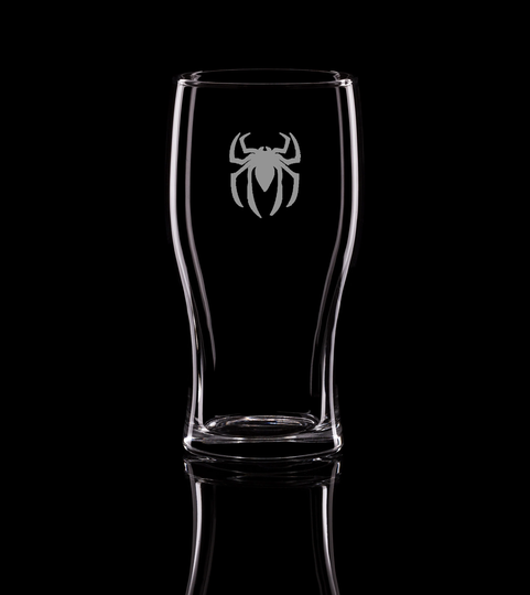 Spiderman Personalised Pint Glass Beer Glass. Hand Etched Gift Bartender.20