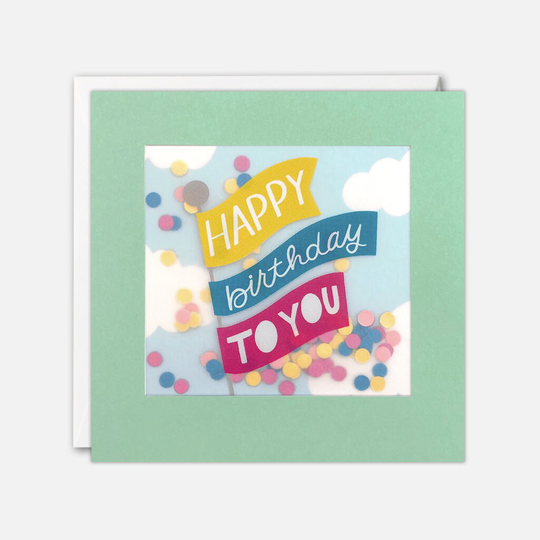 Happy Birthday Flags Card With Paper Confetti - Shakies By James Ellis