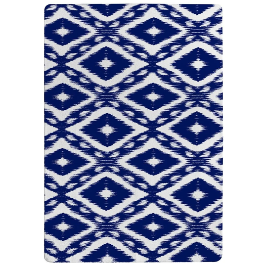 Perdomo Tribal Art Ogee in Traditional Classic Designer Shaggy Blue/White Rug
