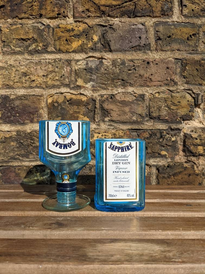 Bombay Sapphire Glasses, Gin Gift For Lover, Home Bar Gift, Christmas Present Mum, Recycled Glass, Upcycled Sister