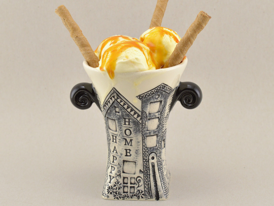 Artisan Ice Cream Mug - Bowl Handmade Porcelain Tumbler Valkaceramics