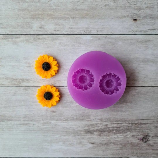 Resin Silicone Stud Earrings Mold - 15mm Sunflower Resin Mould, Flower Polymer Clay Mold, Flexible Supplies
