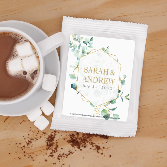 Cocoa Wedding Favors, Bridal Shower Favor, Favor Cocoa, Geometric Eucalyptus - Set Of 24