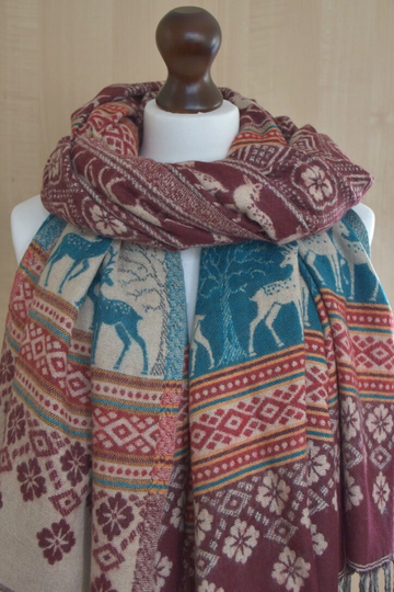 Wrap Yak Wool Scarf Code Rsl22 Shawl Reversible Travel Throws Hand-Loomed Blanket Soft & Warm