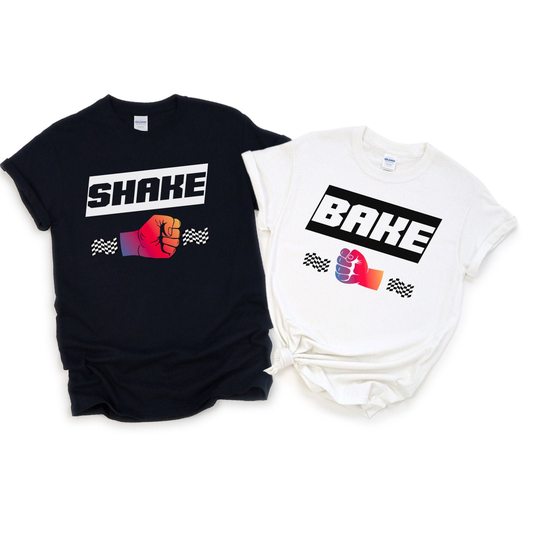 Shake & Bake Adult Shirt Matching Couples Shirts Boyfriend Girlfriend Husband Wife Racing Pit Crew Cute
