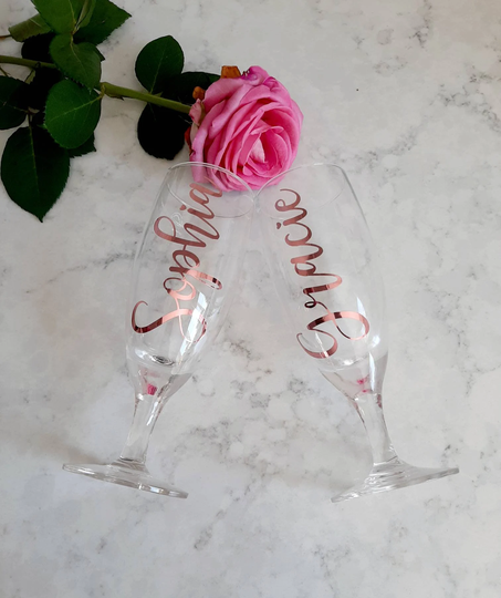 Champagne Flute Vinyl Name Decals - Decal Custom Name Stickers Personalised Wedding Diy For Glass