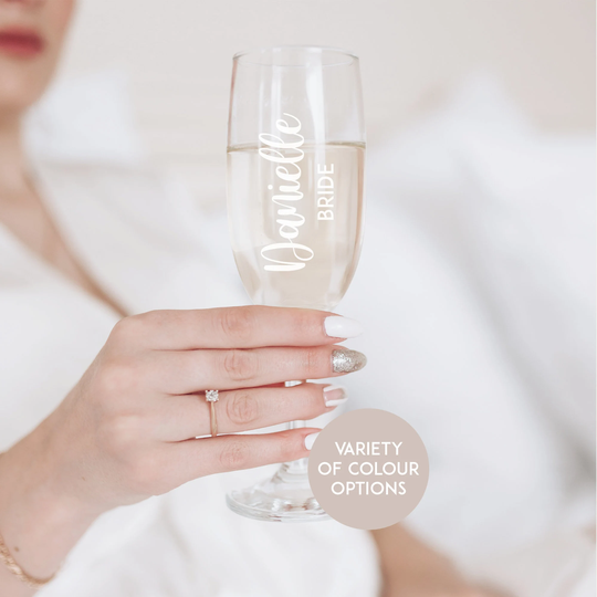 Personalised Champagne Glass | Wedding Day Glasses Bride Bridesmaid Party