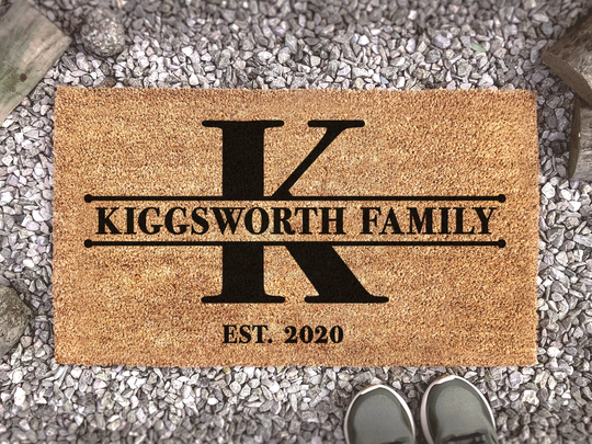 Monogram Doormat - Welcome Mat Custom With Family Name Est Date Wedding Gift Housewarming
