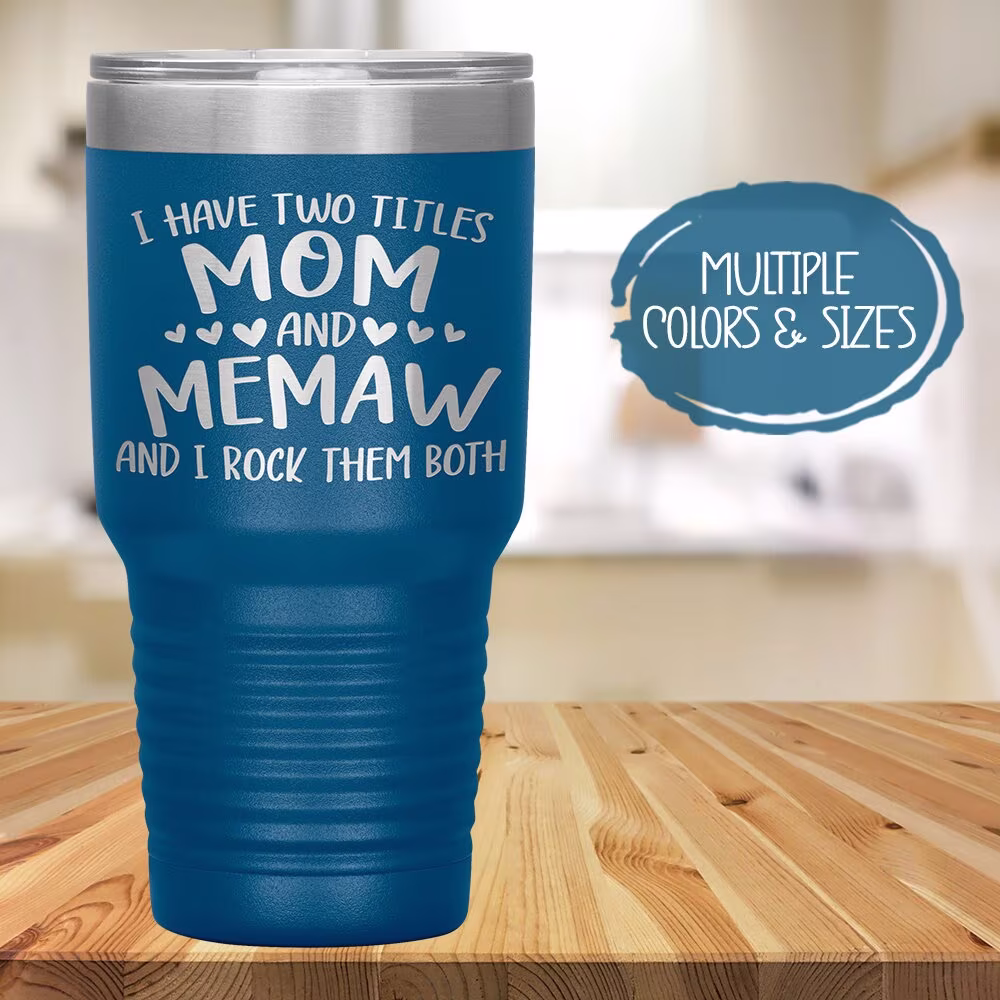 Cute Memaw Tumbler, Meemaw Gift, Grandma Birthday, Christmas Or Mother's Day Cup, Grandparent Gift From Grandkids, Mom Mother in Law