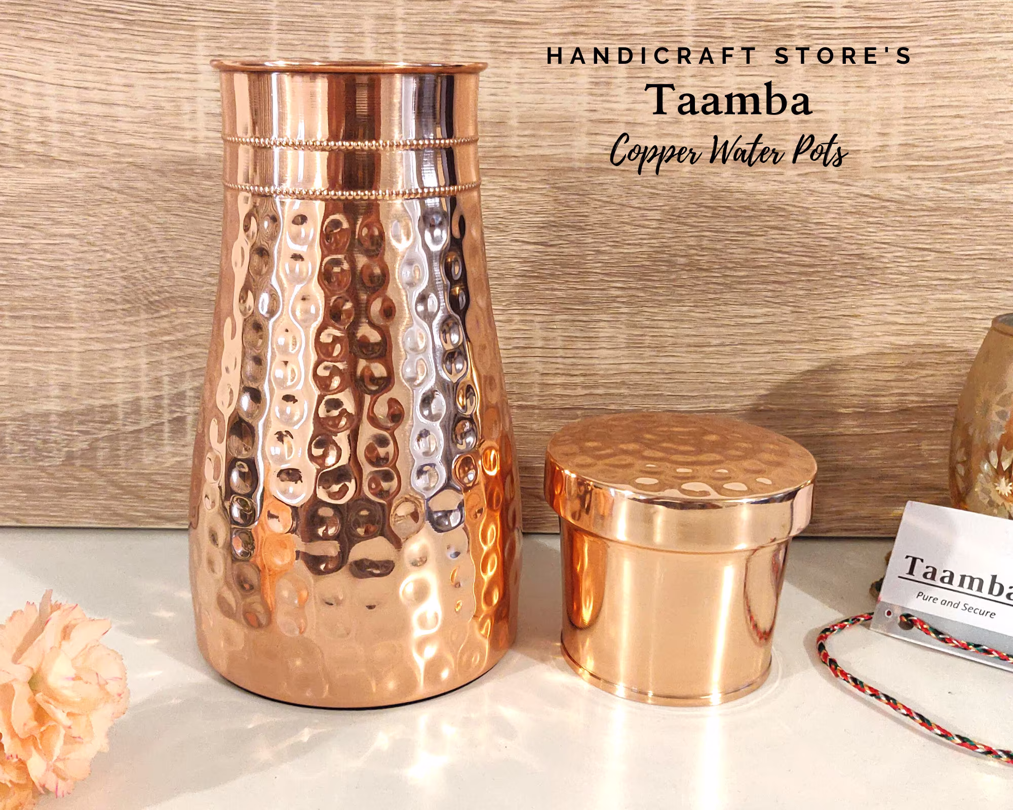 Pure Copper Pot With Removable Lid, Hammered Copper Pot, Health Benefits - Anniversary, Birthday Gifts