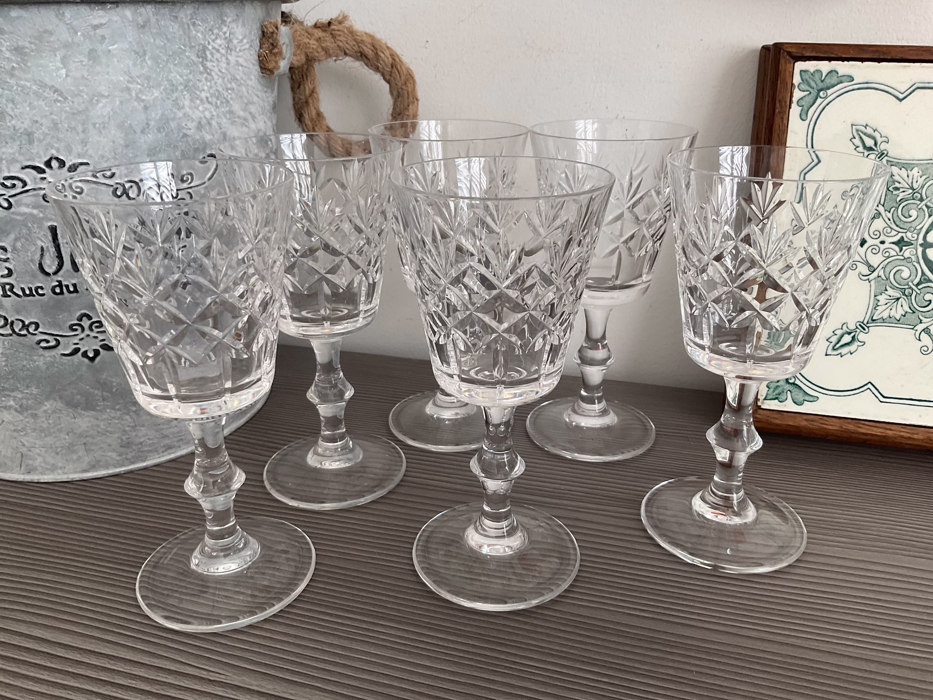 6 Stunning Cut Glass Edinburgh Crystal Wine Glasses, Six Signed Glasses