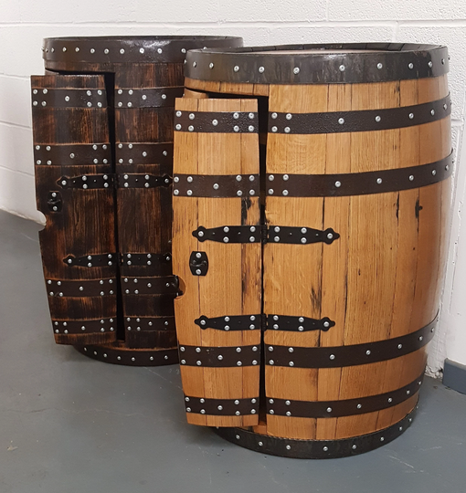 Oak Barrel-Bar_Whisky Barrel Cabinet With Shelf_Handmade From Scotch Whiskey