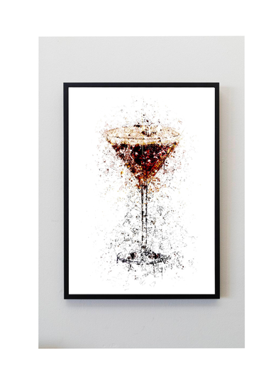 Espresso Martini, Cocktail, Shattered Glass, Abstract, Art Print, Unframed