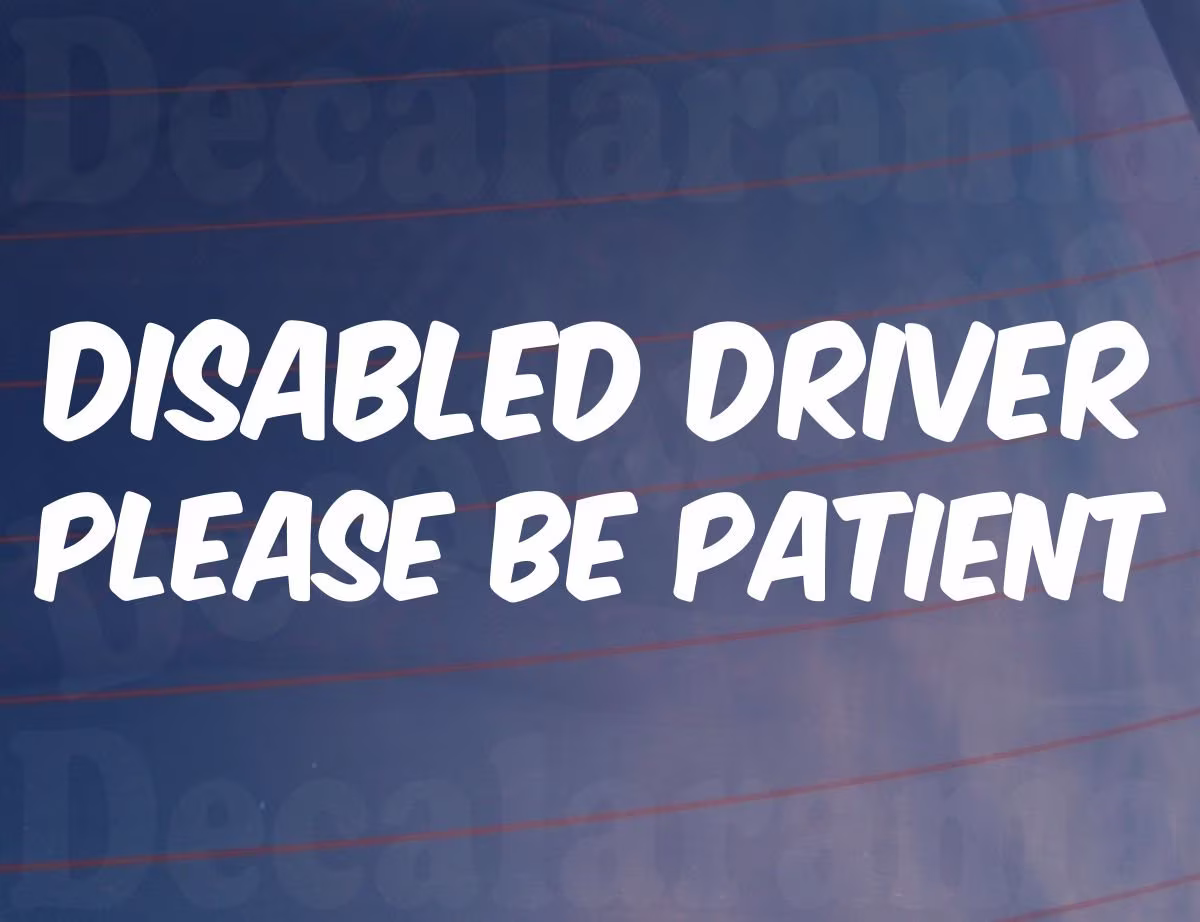 Car Sticker Disabled Driver Please Be Patient Novelty Bumper Door Boot Van Disability Decal