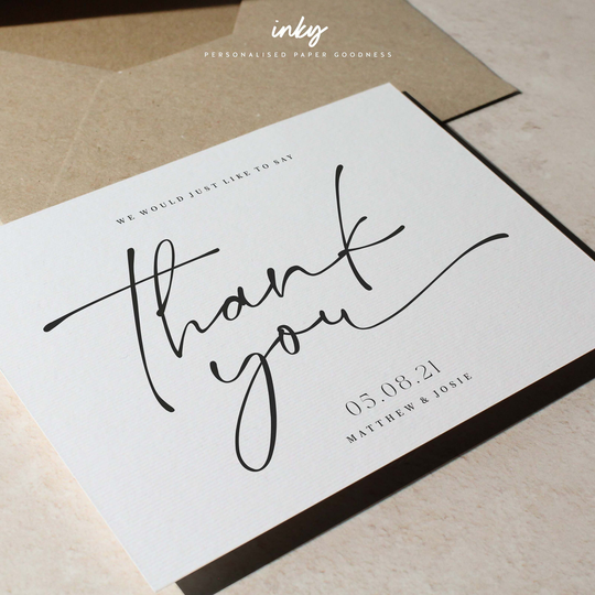 Modern Wedding Thank You Card, Postcard Wedding, You, Simple Cards, Pack, Personalised, Florence