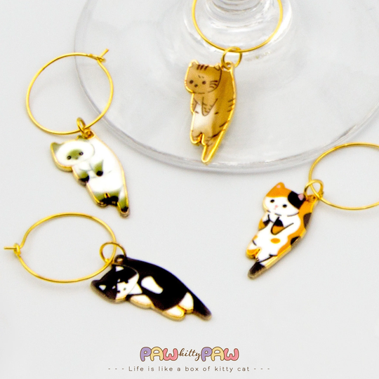 Cat Wine Glass Charm Set | Cat Lover Gift Animal Owner