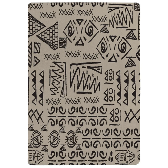 Parise Egyptian Theme with Ethnic and Tribal Motifs Designer Shaggy Black/Beige Rug