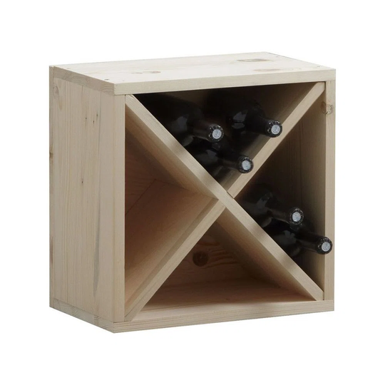 16 Bottle Solid Wood Tabletop/Countertop Wine Bottle Rack in Beige
