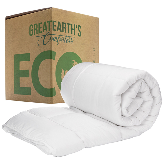 Great Earth's White Comforter Made From Recycled Bottles - Luxurious Size Cooling & Fluffy Duvet Insert Bed