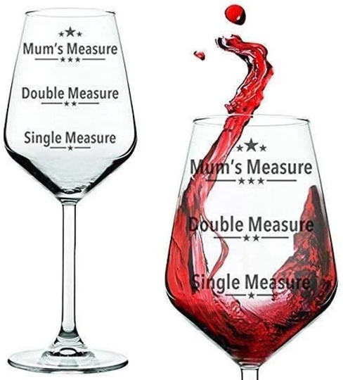 Mum's Measure Wine Glass - Funny Red/White/Rose For Mums Presented in A Gift Tube For Lovers