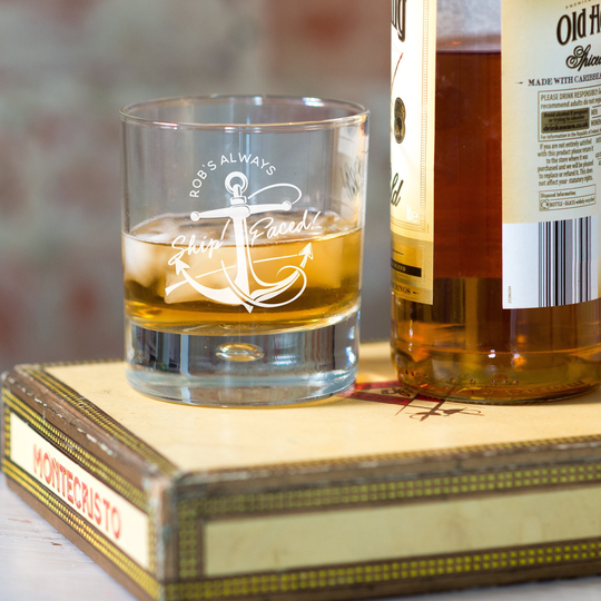 Ship Faced Whisky Glass, Personalised Fun Whiskey Anchor Inspired With Gift Box