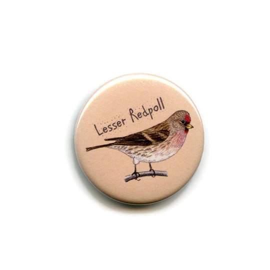 Lesser Redpoll Magnet, 38mm Round Button British Woodland Garden Bird Fridge Magnet