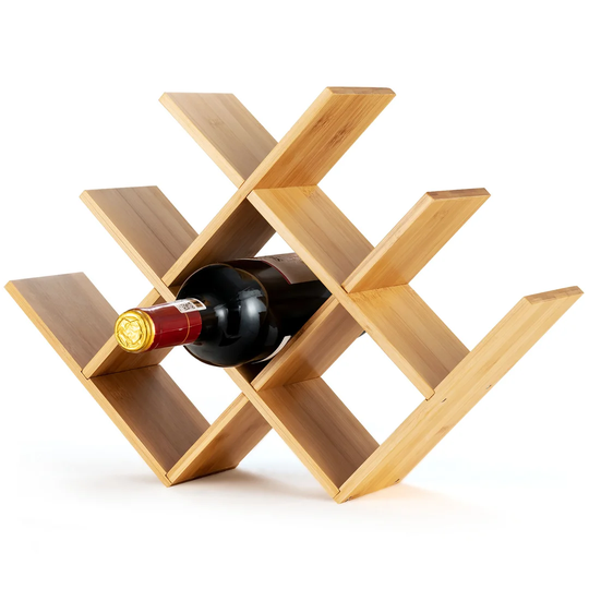 Edelbert 8 Bottle Tabletop/Countertop Wine Bottle & Glass Rack in Natural