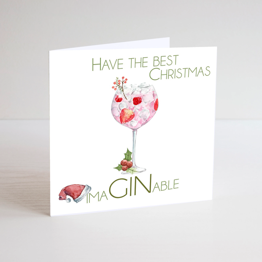 Gin Christmas Card, Have The Best Imaginable Card For A Lover, Pink