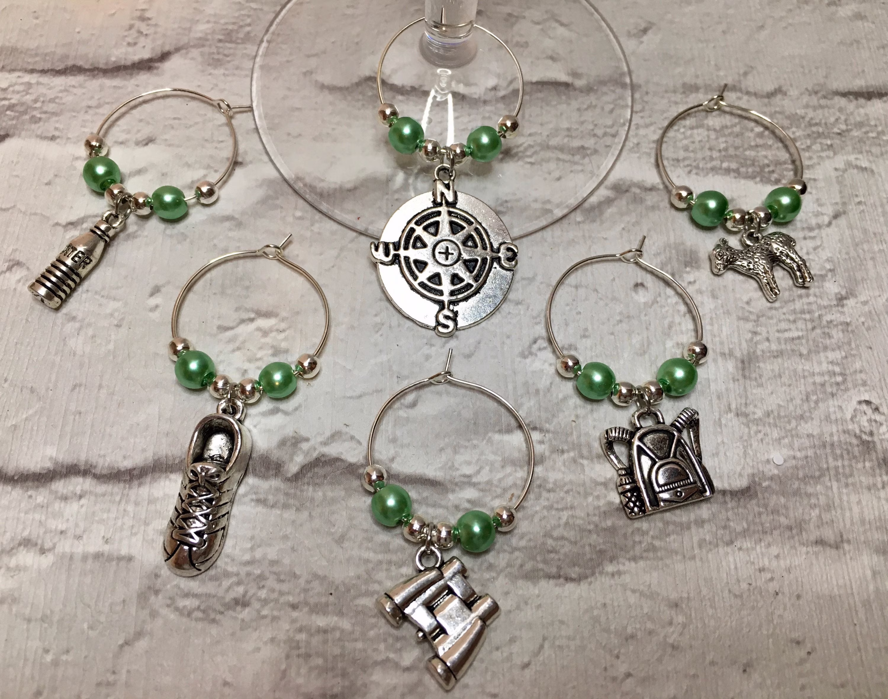 Hiking, Walking Wine Glass Charms, Gift, Gifts For Her, Mothers Day Gifts, Birthday