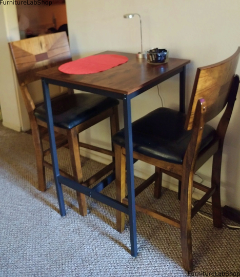 Industrial Bar Table Square Rustic Breakfast Tall Kitchen Country Brown Black Metal Dining Coffee Furniture