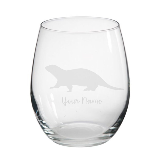 Personalised Otter Engraved Stemless Glass, Gift, Gifts, Lover