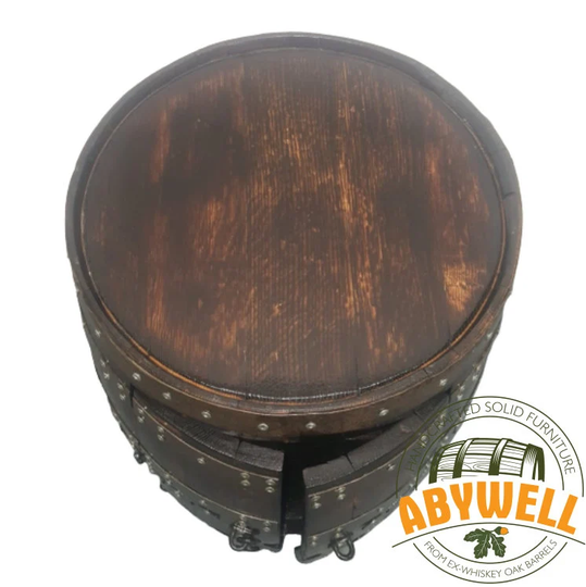 Drink Cabinet | Double Doors 3 Racks Whiskey Oak Barrel Burnt Finish
