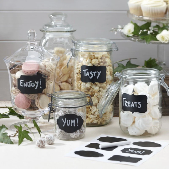 Chalk Board Sticker Labels // Candy Bar Jars Stick Of Kitchen Wedding Food Fridge Gift