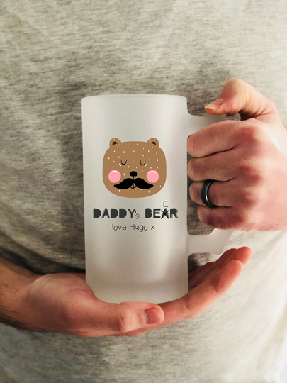 Daddy Bear Pint Glass, Personalised Beer Stein, Daddy