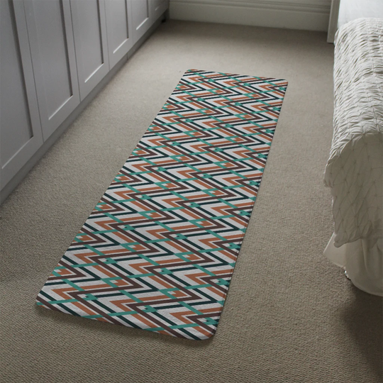 Leitch Coloured Zig Zag Designer Shaggy Brown/Green Rug