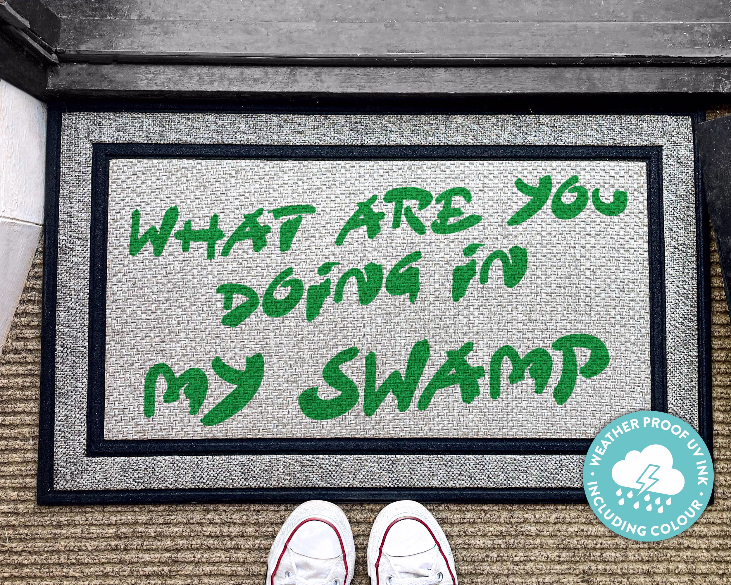 Shrek Outdoor Doormat - What Are You Doing in My Swamp Funny Personalized Rug Washable Custom Front Porch Home Decor