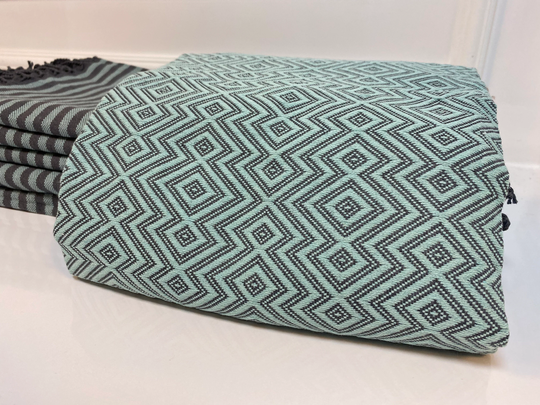 Turkish Towel, Beach Pesthemal, Organic Cotton Handmade Gift For Her, Bath Green Towel