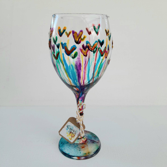 Valentines Colour Of Love Wine Glass Hand Painted Glass | Can Be Personalised For Free Unique, Perfect Gift To Order Her Him