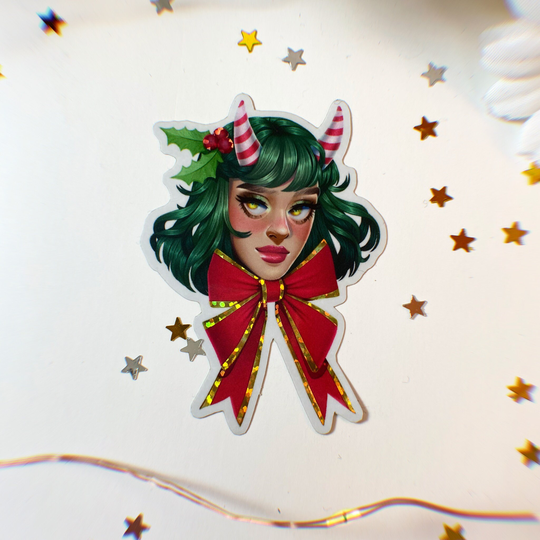 Holly Jolly, Glitter Sticker, Hailiiz