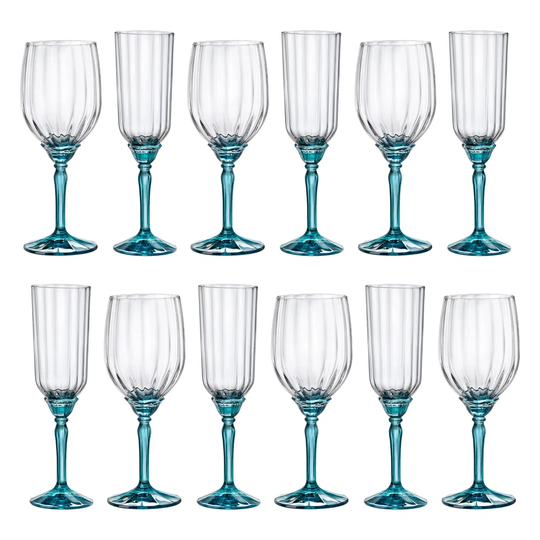 12Pc Bormioli Rocco Florian Stemware Set - Blue