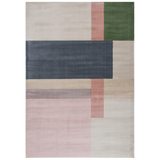 Croxley Looped/Hooked Beige/Pink/Green Rug