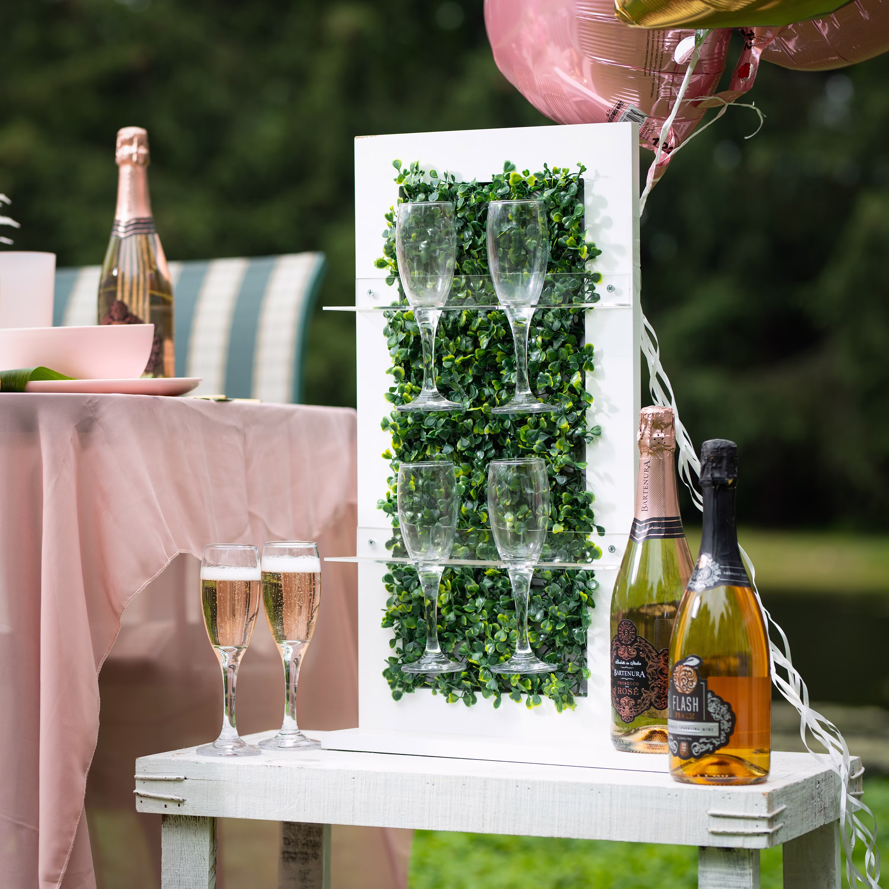 Personalized Champagne Display Stand" | 4 Flute Stand - For Your Party Or Event Display