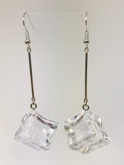 Ice Cube Earrings, Dangle Long Earring, Funky Novelty Charms, Statement Earrings