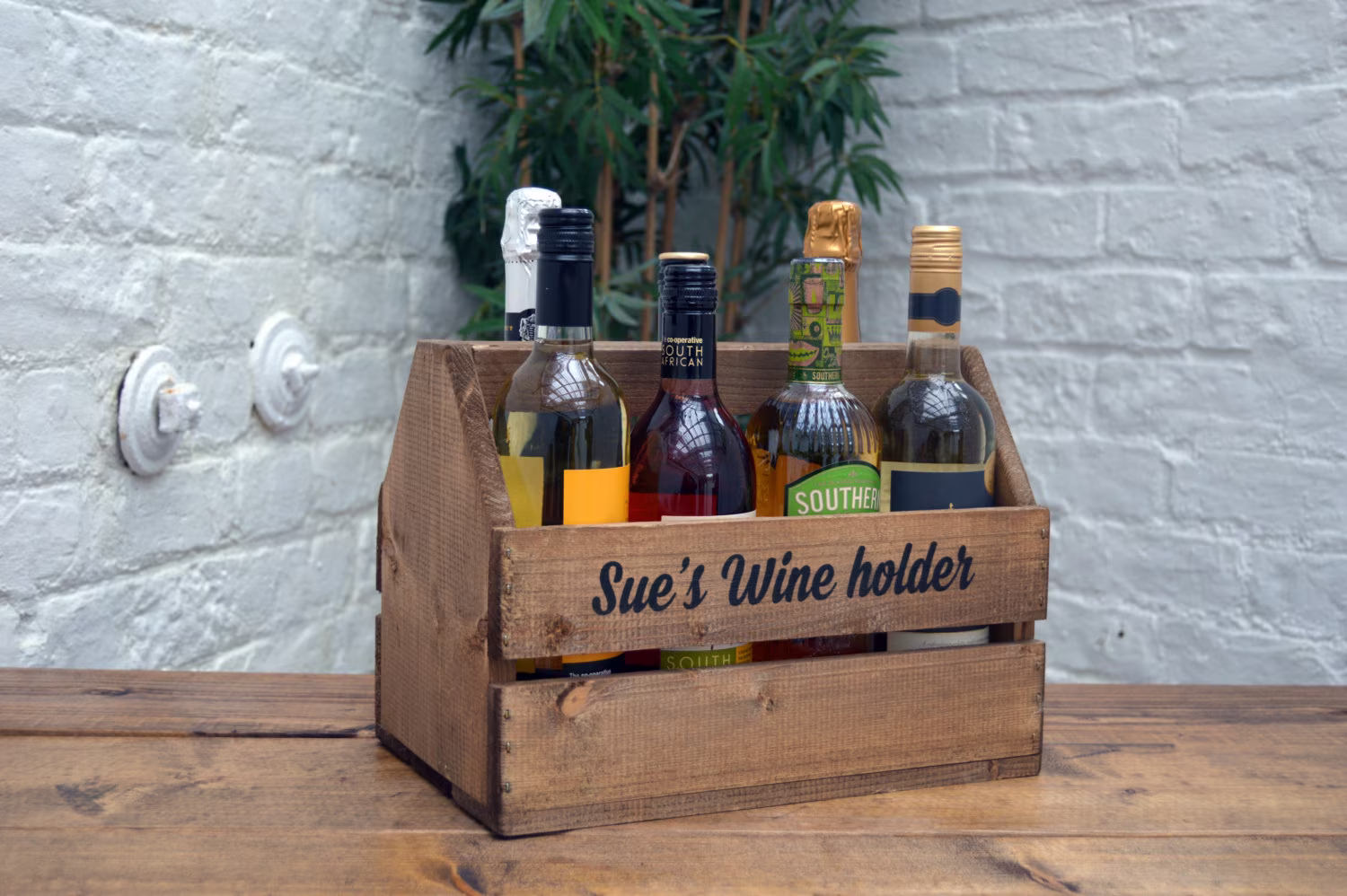 Personalised Wooden Beer Caddy Wine Carry Storage Box - Gifts For Him, Her, Father's Day, Groomsmen, Bestman